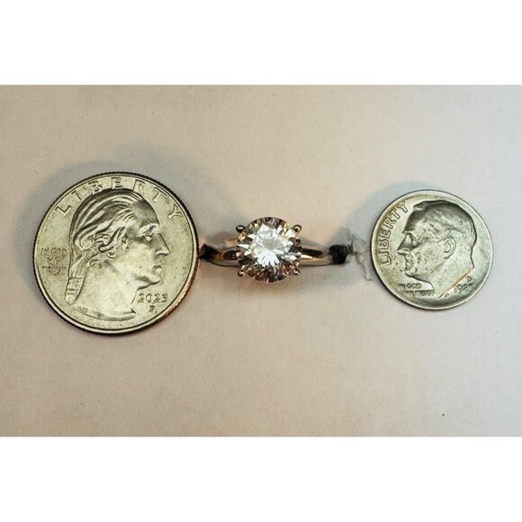 Estate Sterling Silver 925 Solitaire CZ Engagement Ring Size 6, 3.2g Classic - Picture 8 of 9